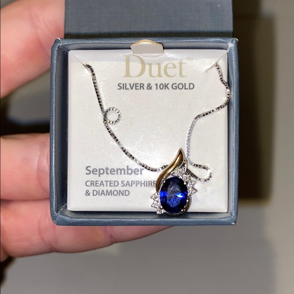 Created Sapphire & Diamond Necklace